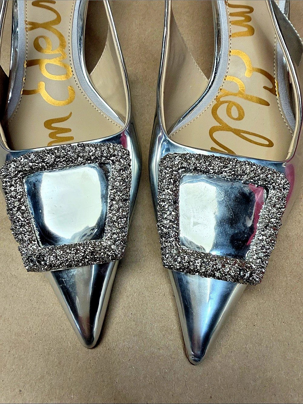 Sam Edelman Bianka Slingback Pump Silver Heels US 8 - Picture 2 of 5